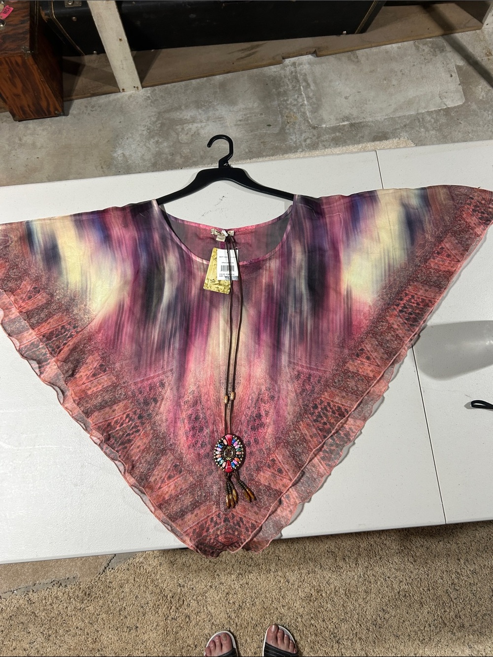 Boho Tie-Dye Flutter Tunic in Pink and Purple